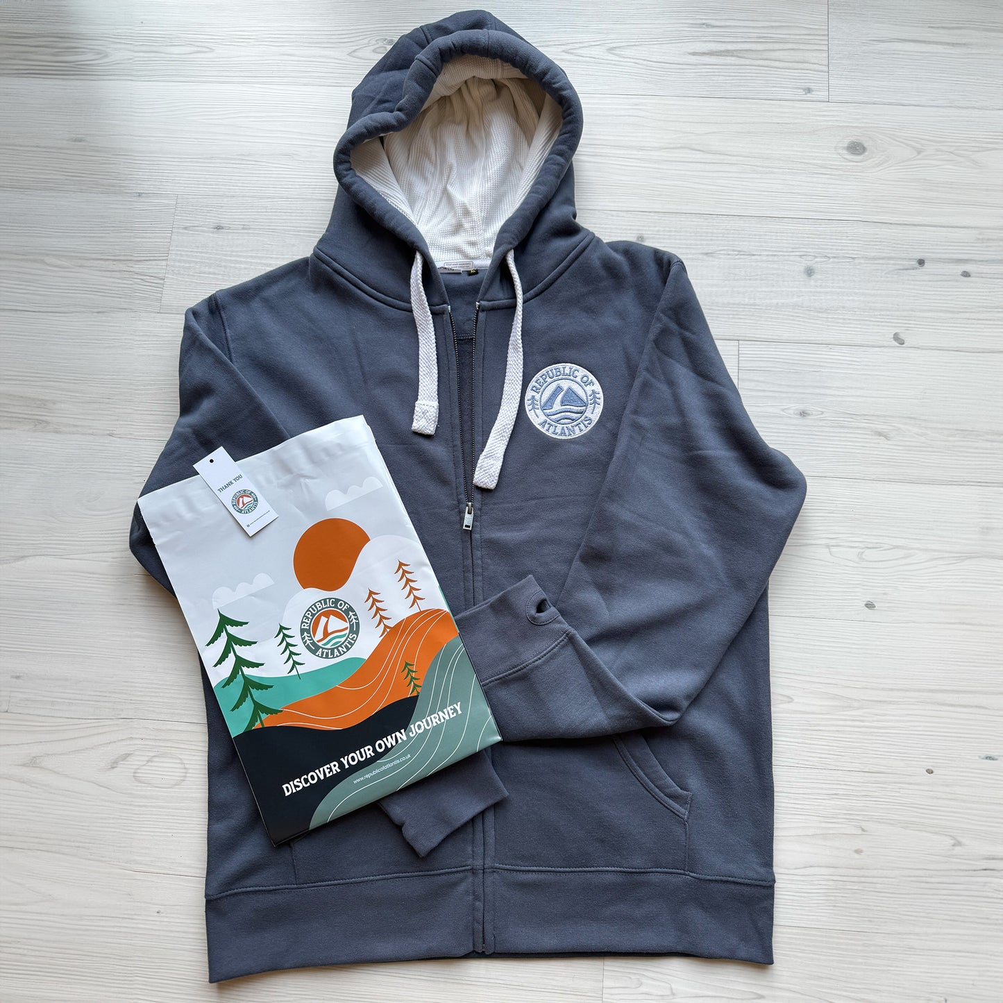 The Whitby Zip Up - Republic of Atlantis Hoodie in Coastal Blue